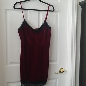 Burgundy Lace Trim Cami Dress